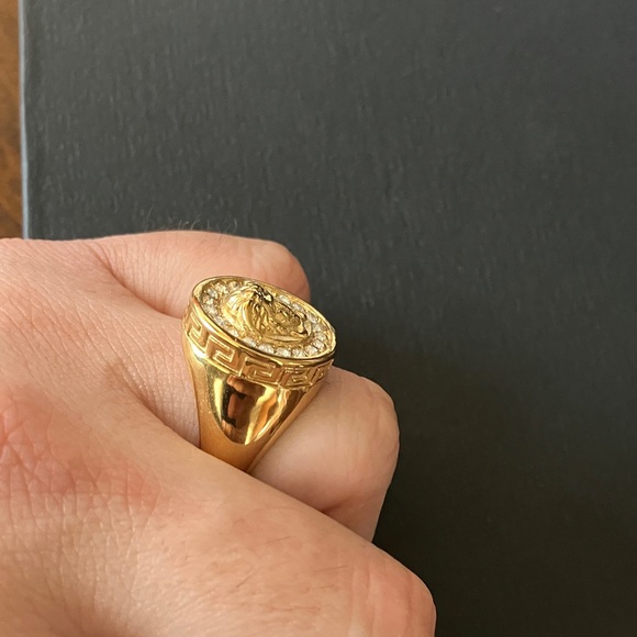Versace Gold Medusa Ring with CZ Diamond 💎 Size-11 - Picture 10 of 12